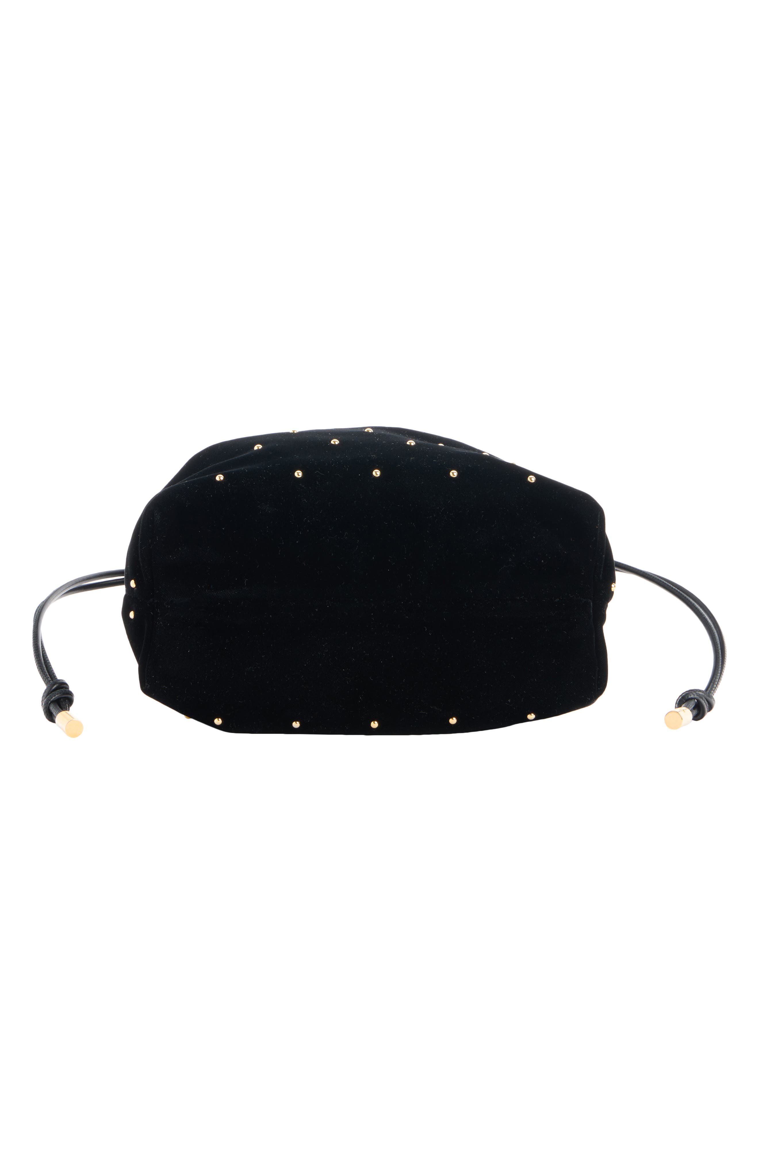 Small Velvet Drawstring Shoulder Bag, Alternate, color, BLACK