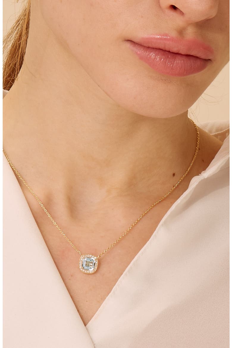 Cushion Diamond Necklace, Alternate, color, Blue Topaz