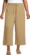 Lands' End Plus Size Sport Knit Elastic Waist Wide Leg Crop Pants