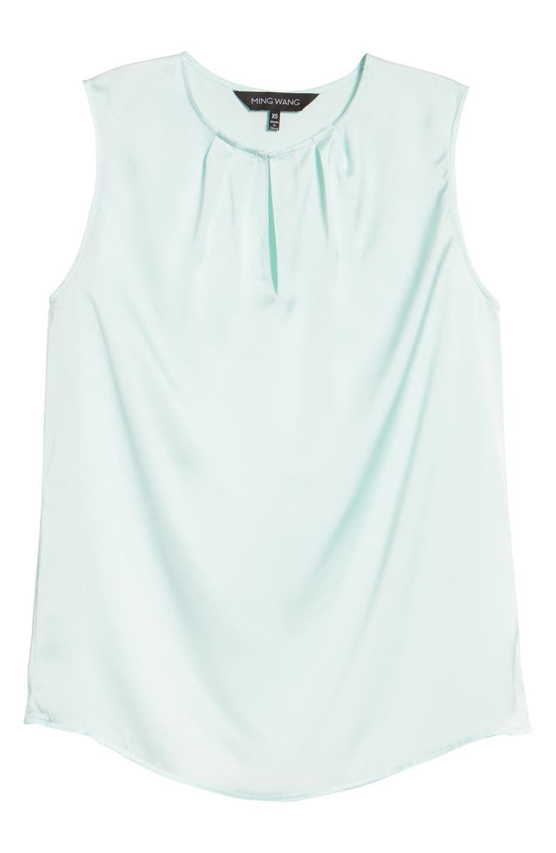 Ming Wang Split Neck Satin Tank, Alternate, color, 
