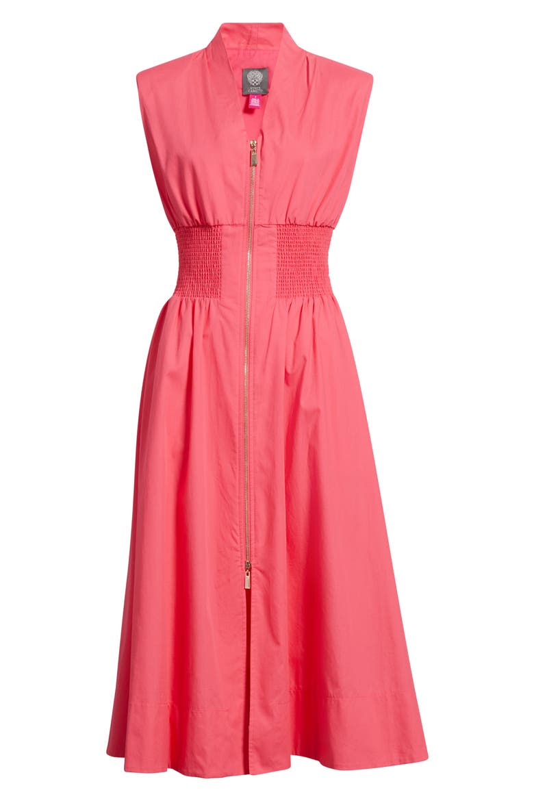 Sleeveless Cotton Midi Dress, Alternate, color, HOT PINK