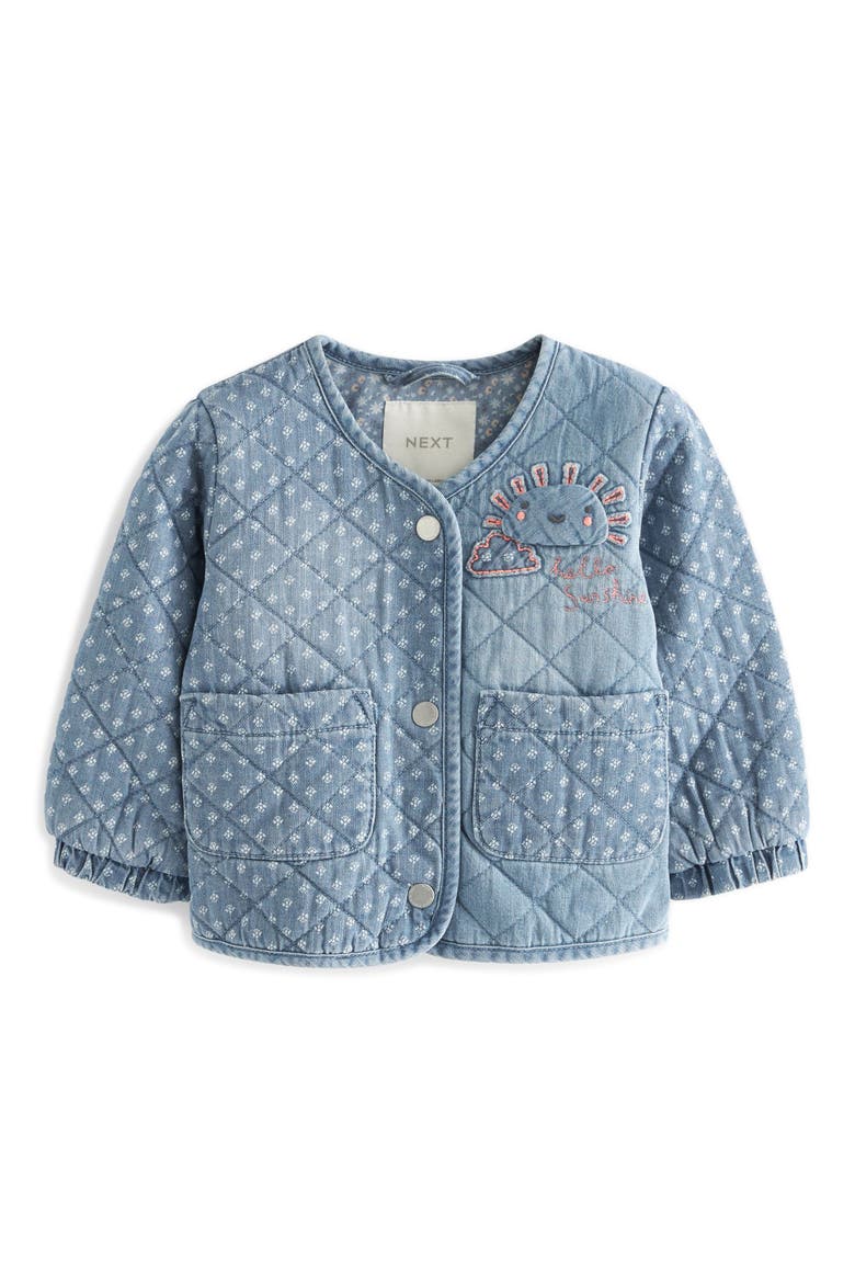 Kids' Embroidered Quilted Denim Liner Jacket, Main, color, DENIM BLUE
