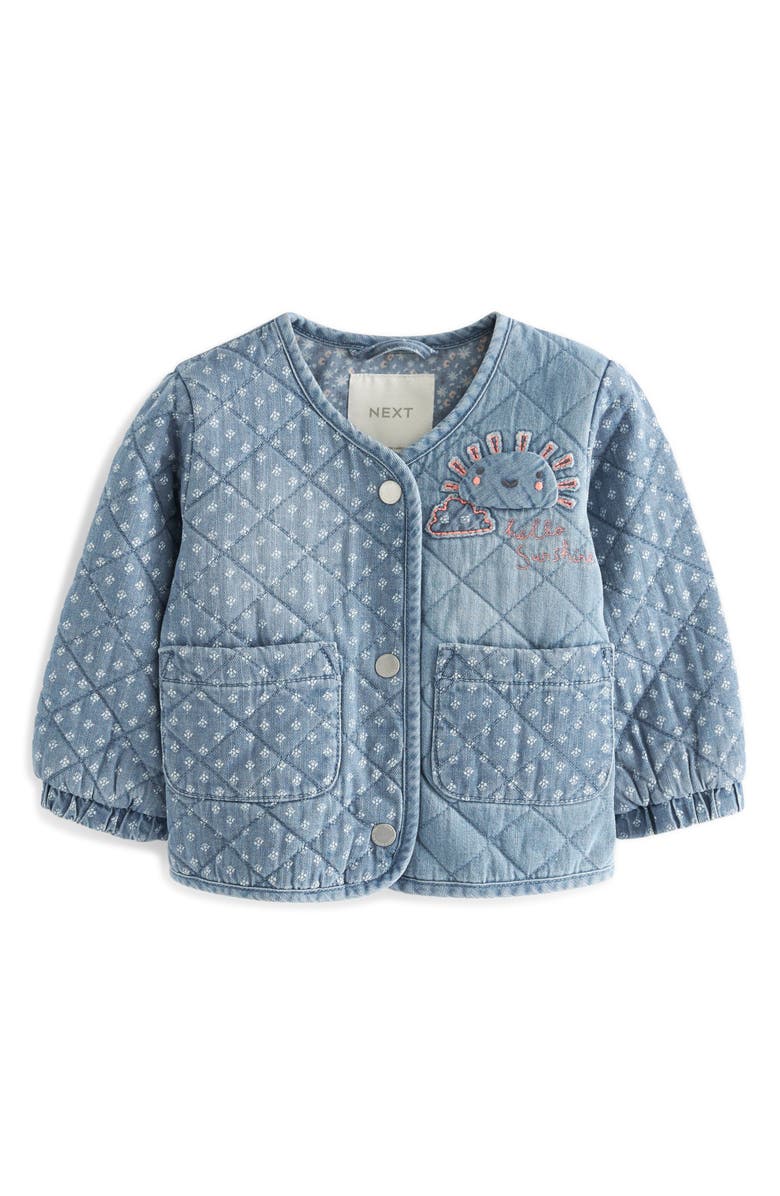 NEXT Kids' Embroidered Quilted Denim Liner Jacket, Main, color, 