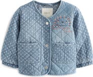 NEXT Kids' Embroidered Quilted Denim Liner Jacket