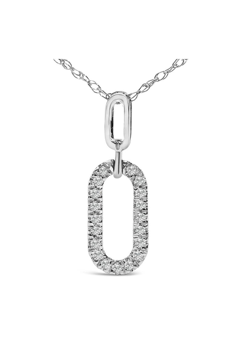14K White Gold Diamond Accent Paperclip Pendant Necklace, Alternate, color, White Gold