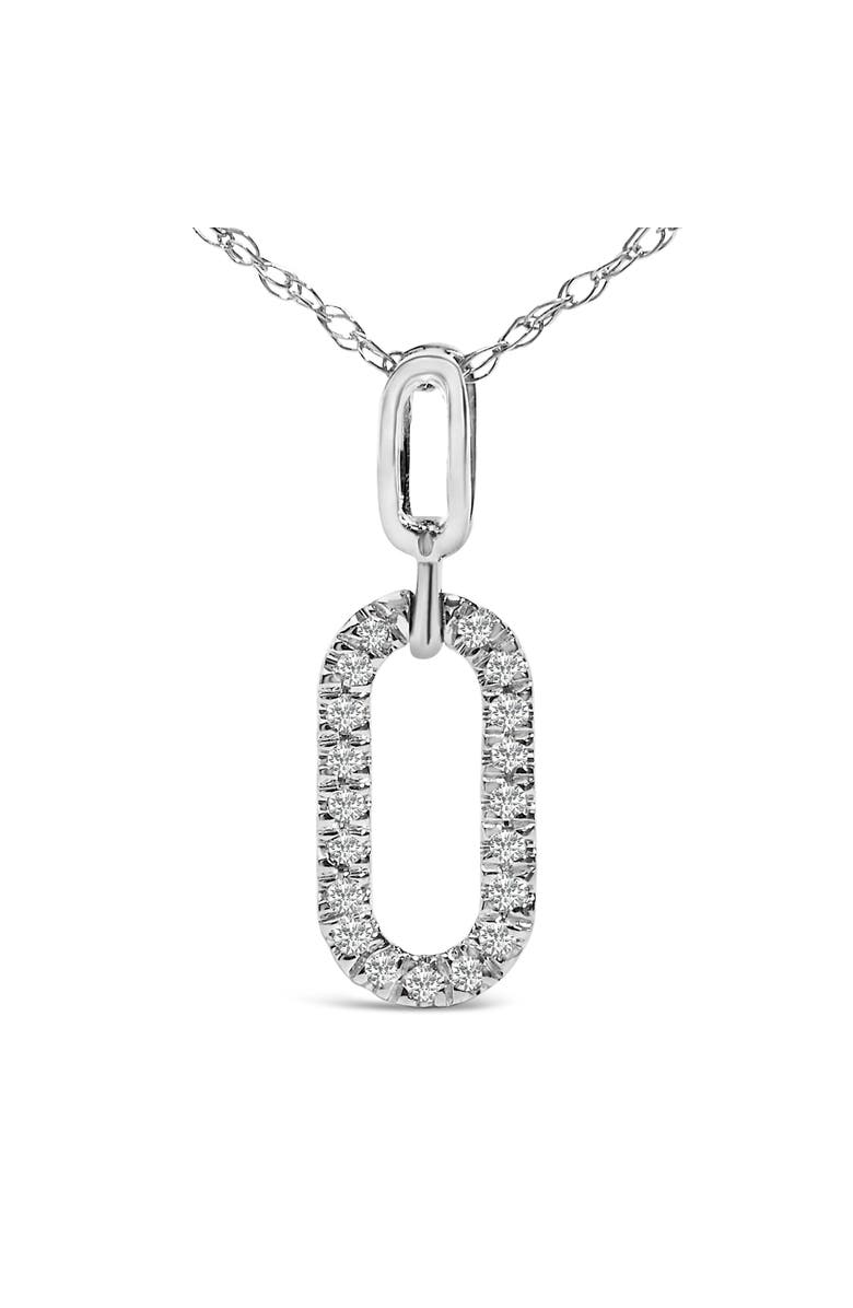 Haus of Brilliance 14K White Gold Diamond Accent Paperclip Pendant Necklace, Alternate, color, White Gold
