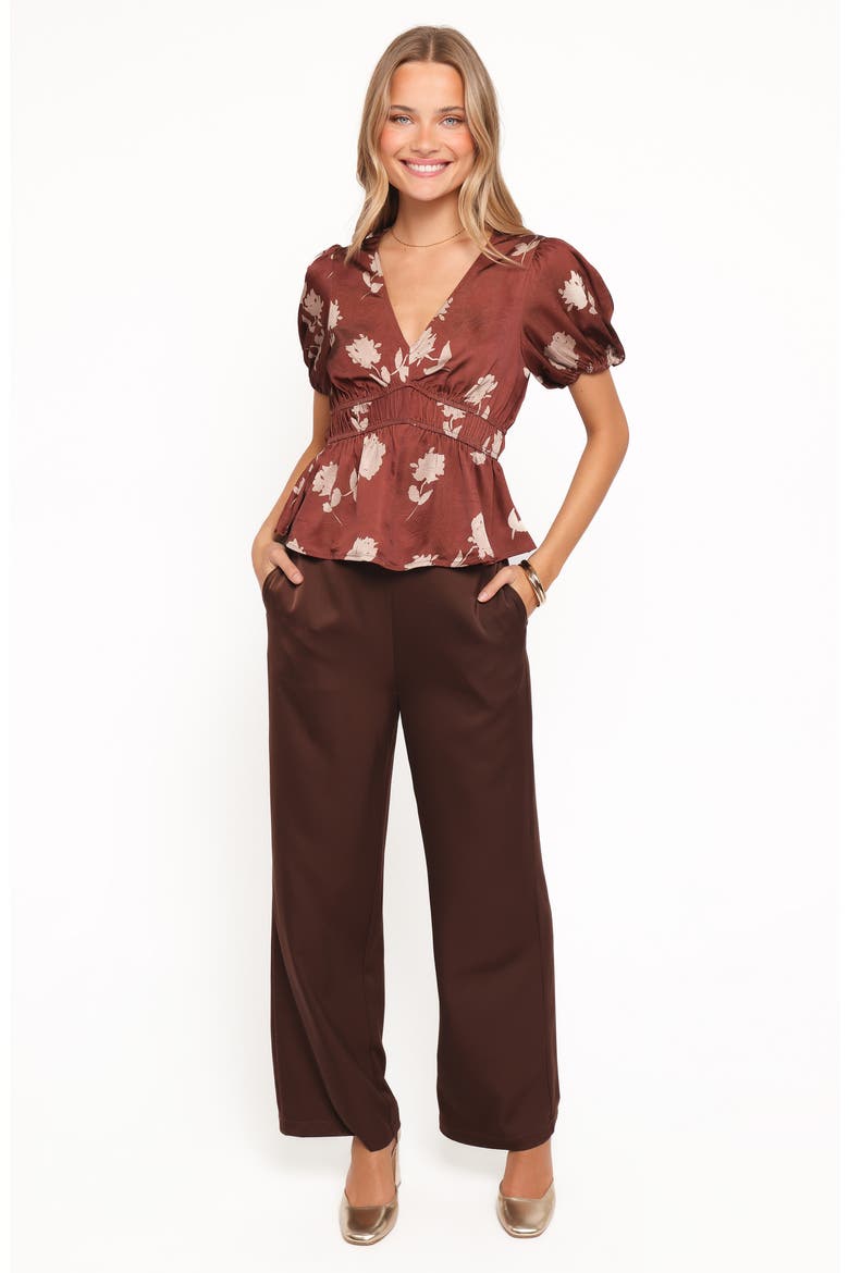 Griffin Floral Peplum Blouse, Alternate, color, BROWN FLORAL