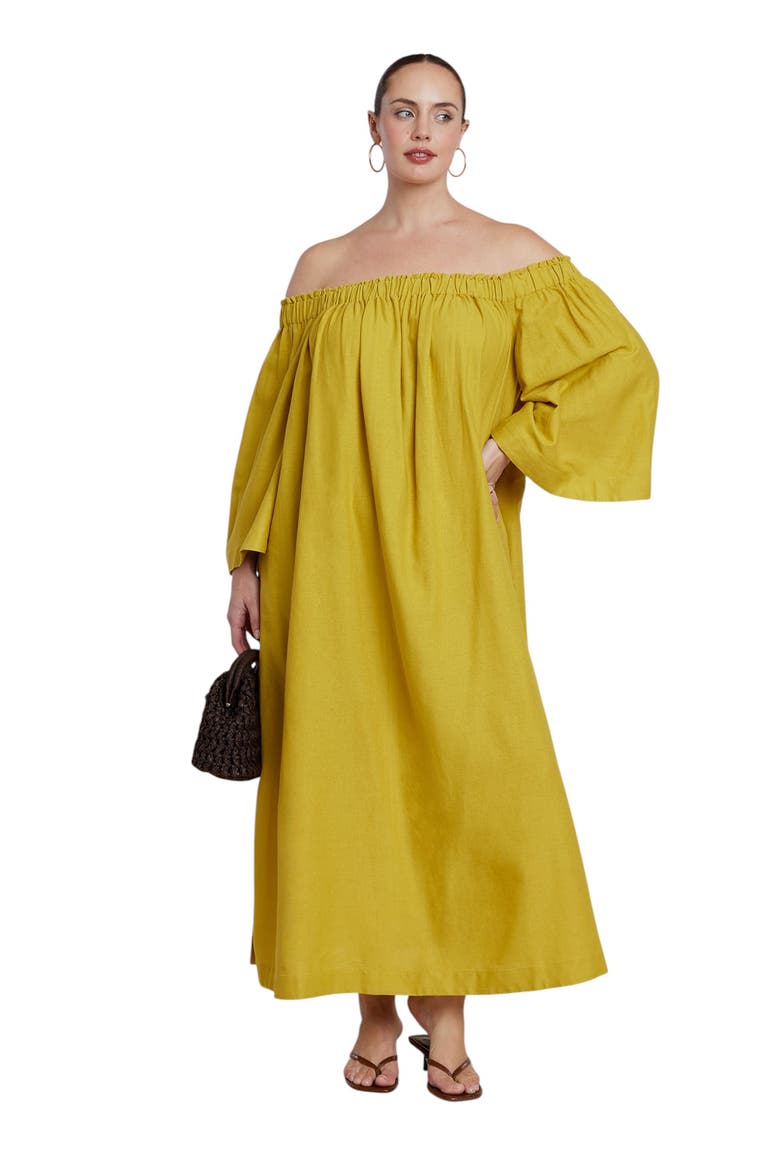 Off The Shoulder Easy Maxi Dress, Main, color, CHARTREUSE