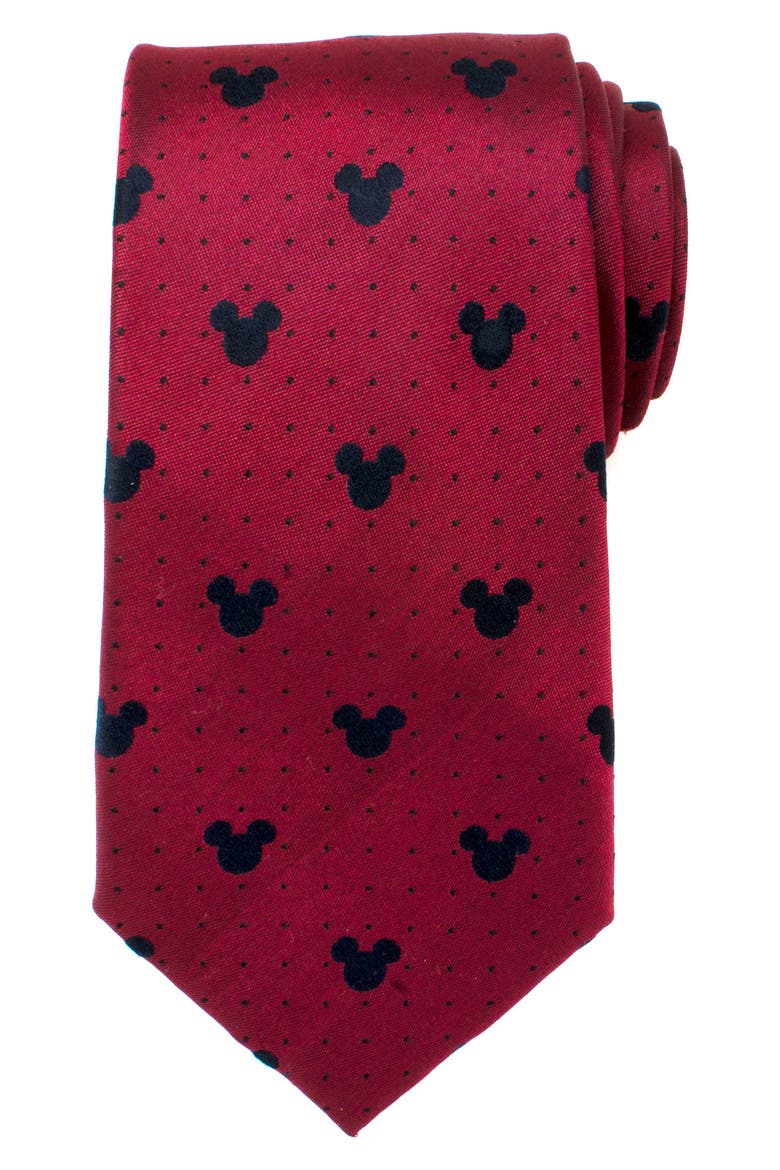 Mickey Mouse Silk Tie, Alternate, color, RED
