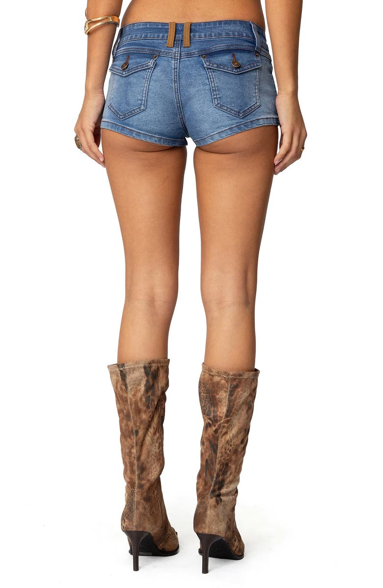 EDIKTED Max Low Rise Micro Denim Shorts, Alternate, color, Blue-Washed