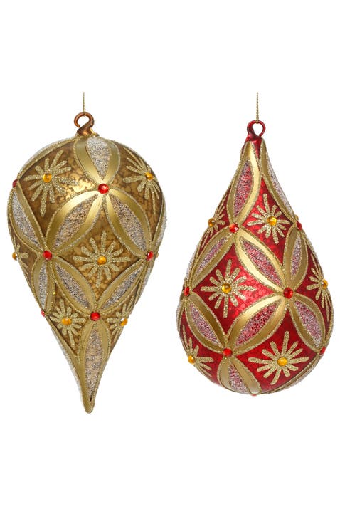Snowflake Teardrop Ornament, Box of 4