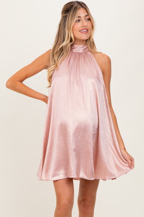 Pinkblush Textured Satin Bow Tie Mini Dress In Pink