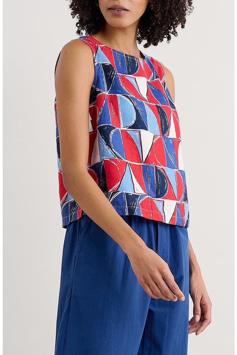 Colour Study Geo Print Linen Top, Alternate, color, SAIL GEO SCARLET