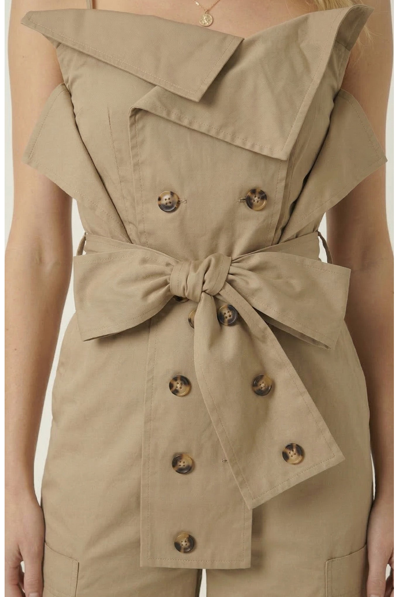 Off Shoulder Cargo Jumpsuit, Alternate, color, Beige