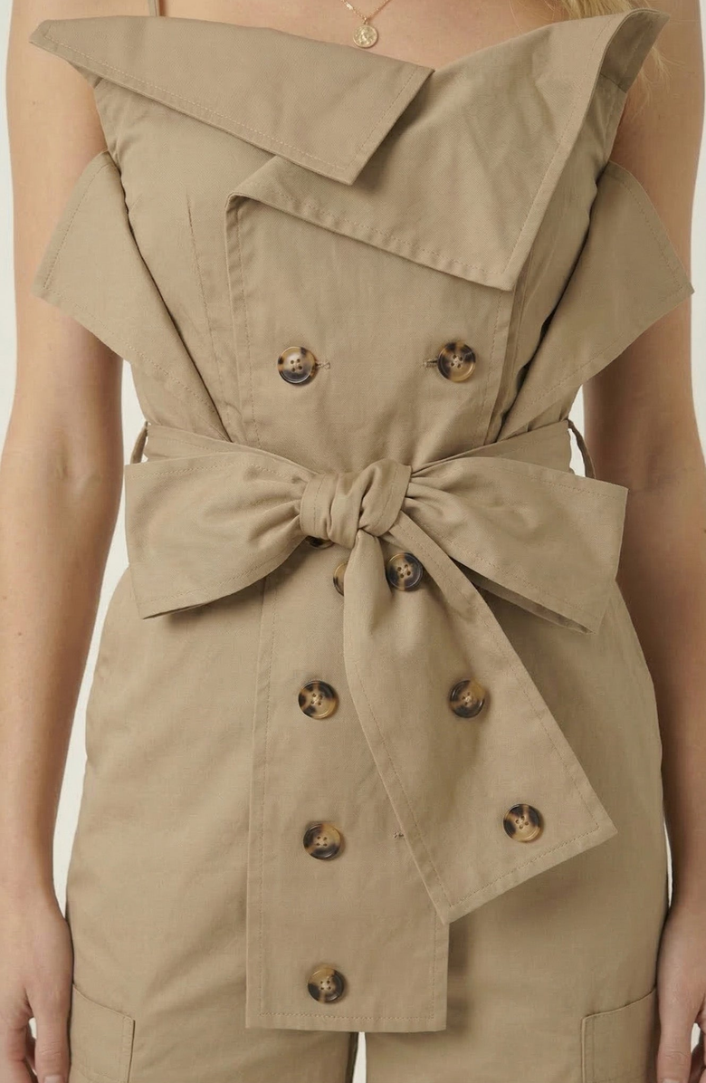 Modenaire Off Shoulder Cargo Jumpsuit, Alternate, color, Beige