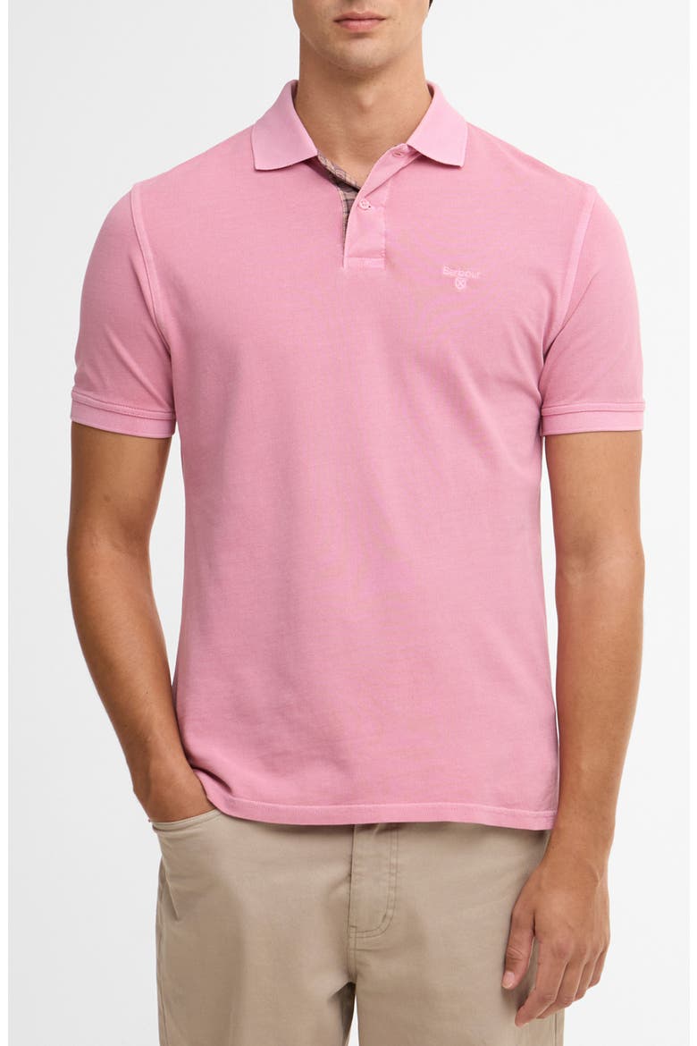 Tailored Fit Tartan Placket Cotton Piqué Polo, Main, color, WASHED PINK