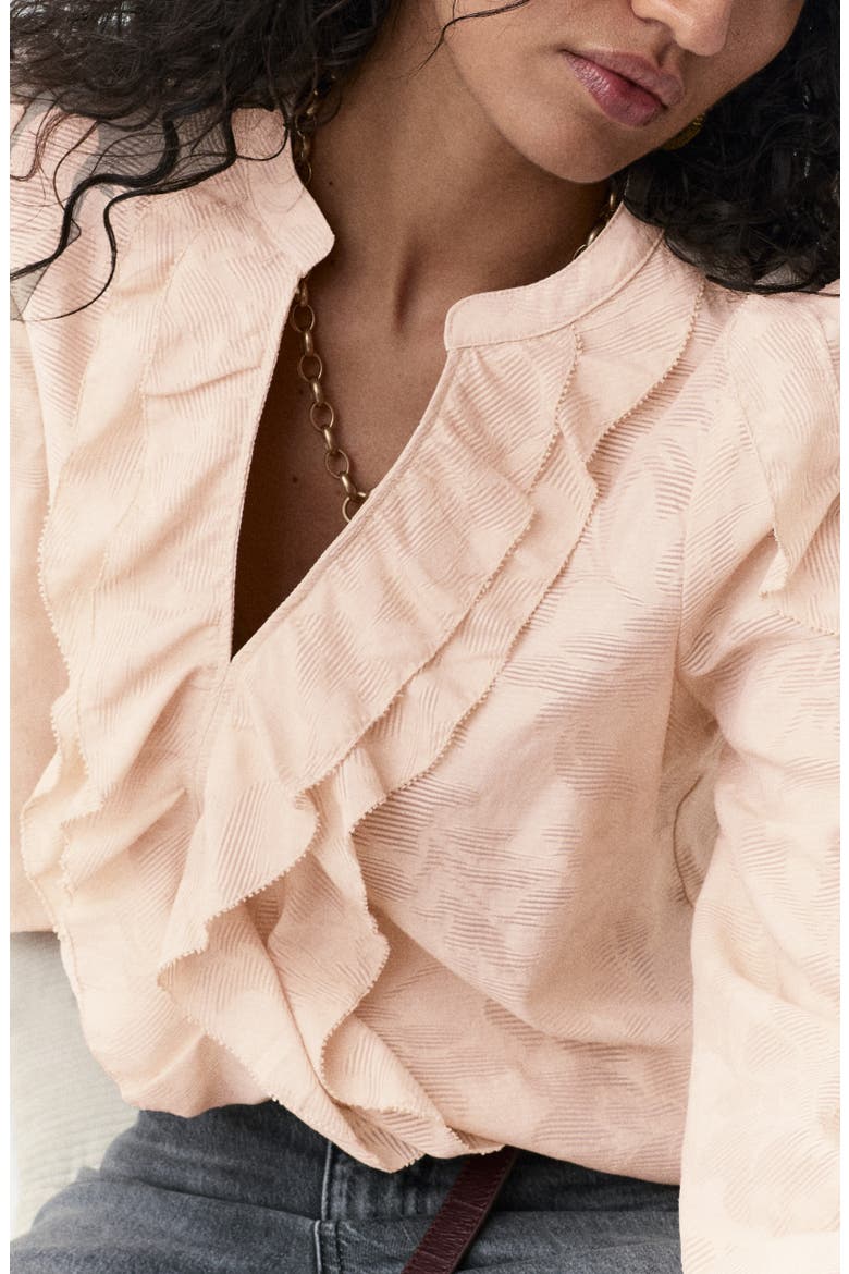 Jacquard Frill Blouse, Alternate, color, OYSTER PINK