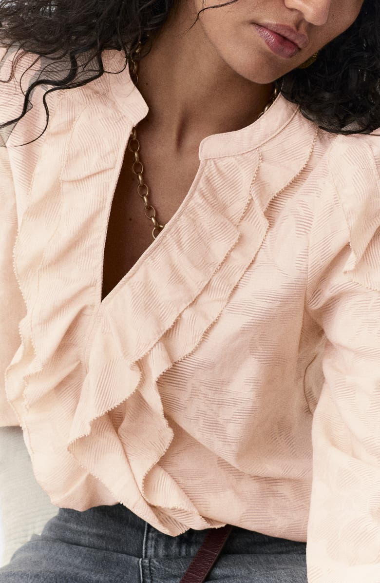 PER UNA BY M&S Jacquard Frill Blouse, Alternate, color, Oyster Pink