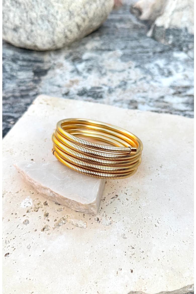 Flexible Coil Stack Bracelet, Alternate, color, GOLD