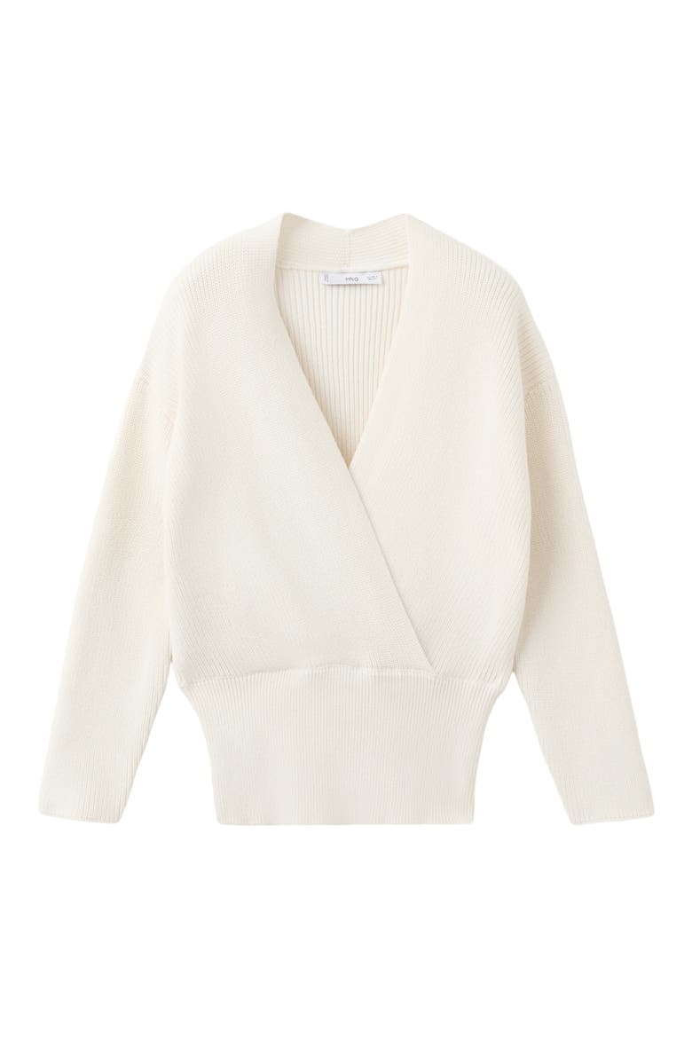 V-Neck Rib Sweater, Alternate, color, ECRU