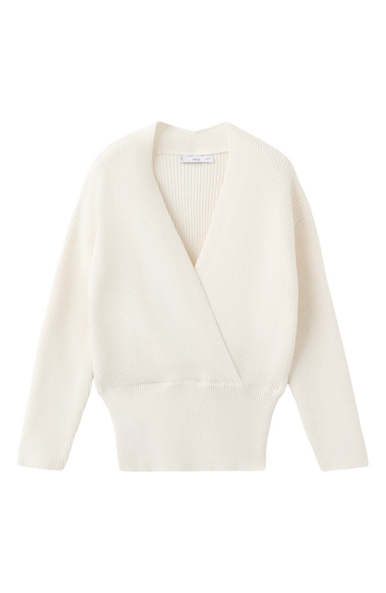 MANGO V-Neck Rib Sweater, Alternate, color, Ecru