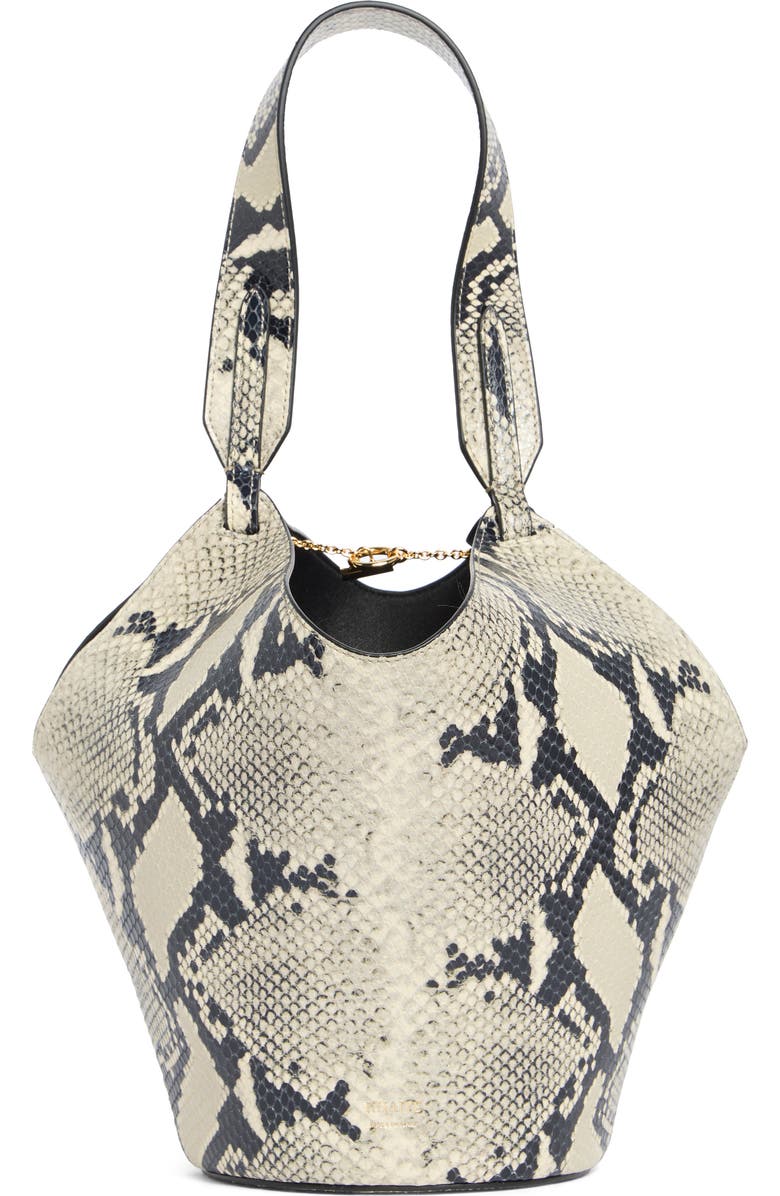 Khaite Mini Lotus Snakeskin Embossed Leather Tote Bag, Main, color, 121 Natural