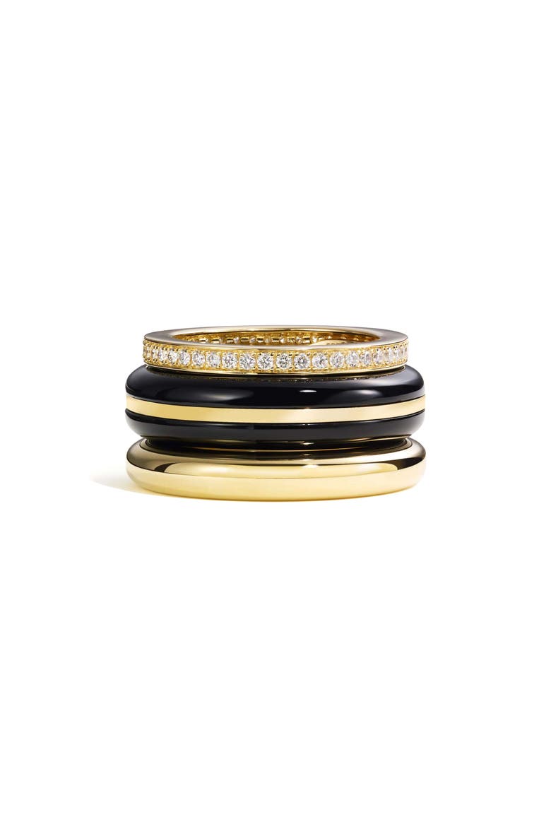 Set of 3 Stack Rings, Main, color, BLACK/ YELLOW GOLD