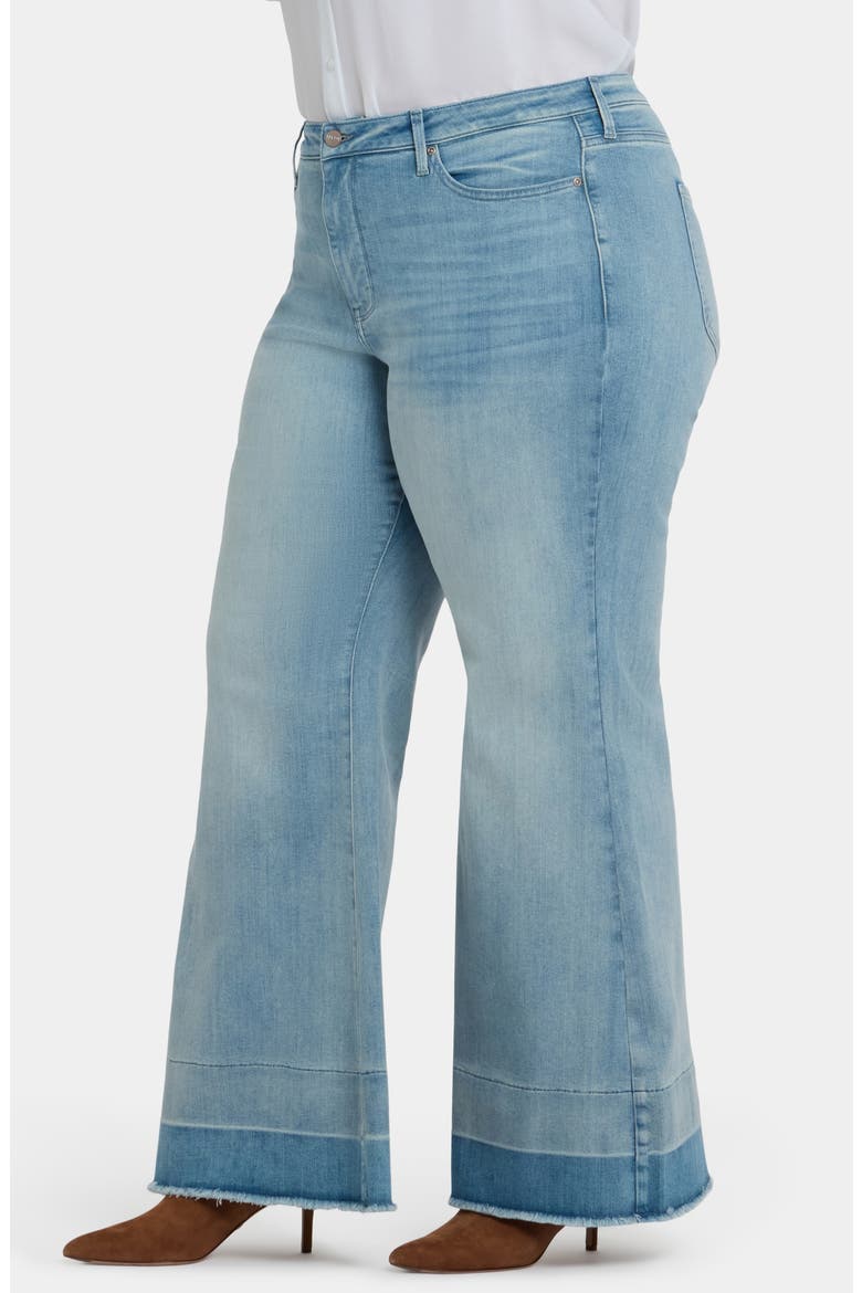 Mia Frayed Shadow Hem High Waist Palazzo Flare Jeans, Alternate, color, LIGHT PARADISE