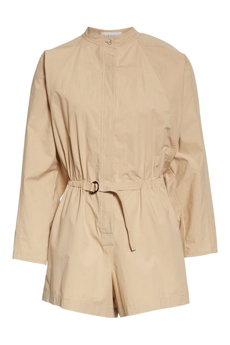 Penelope Long Sleeve Romper, Alternate, color, KHAKI