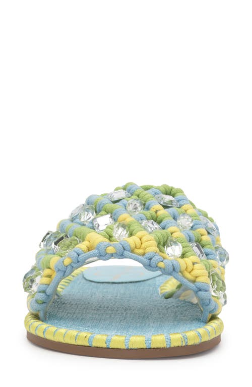 Jessica Simpson Brennara Chambre Lizard Woven Rhinestone Slide Sandals In Chambre
