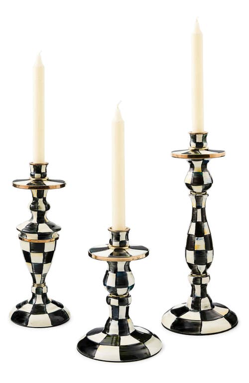 Mackenzie-childs Mackenzie Childs Courtly Check Large Enameled Steel Candleholder