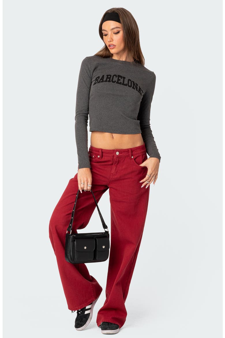 Roman Slouchy Wide Leg Jeans, Alternate, color, BURGUNDY