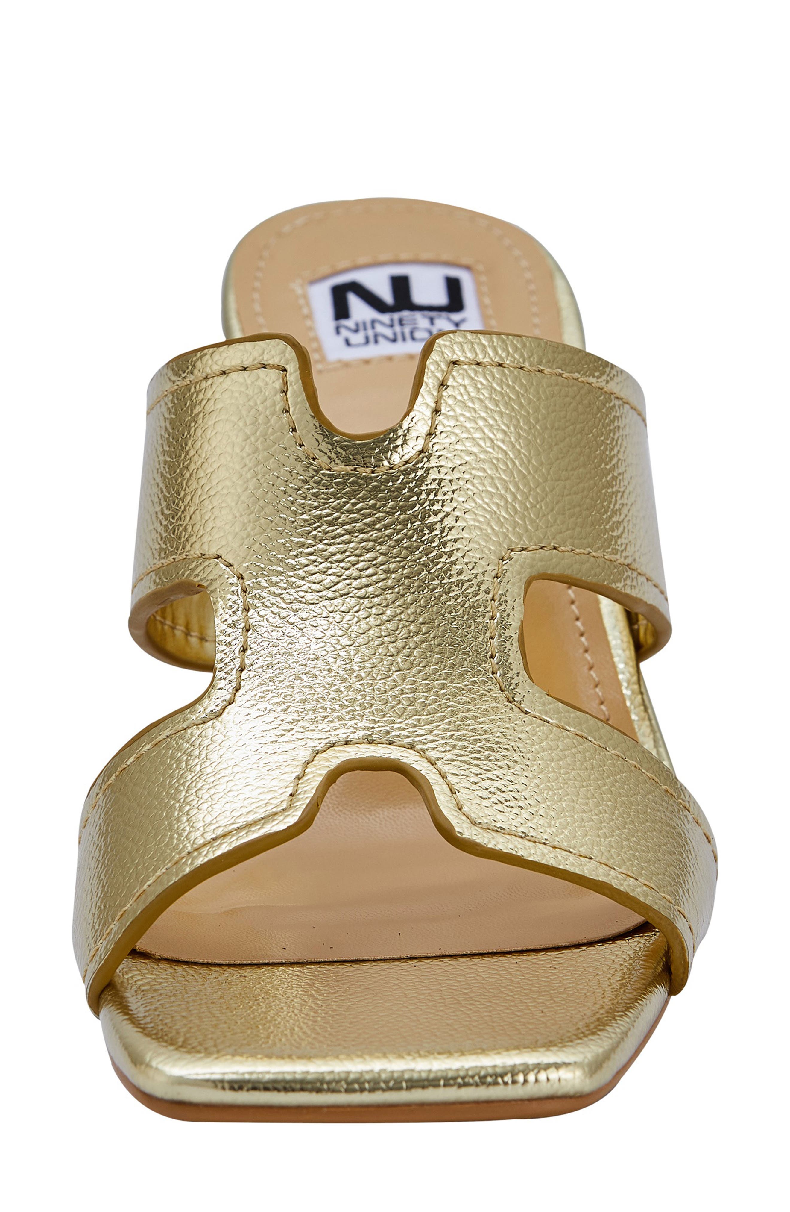 Bright Block Heel Slide Sandal, Alternate, color, GOLD