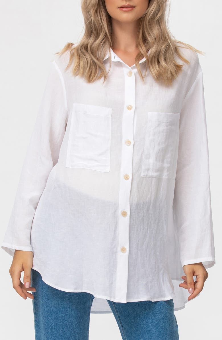 PIETRO BRUNELLI MATERNITY Button Down Maternity Shirt, Main, color, White