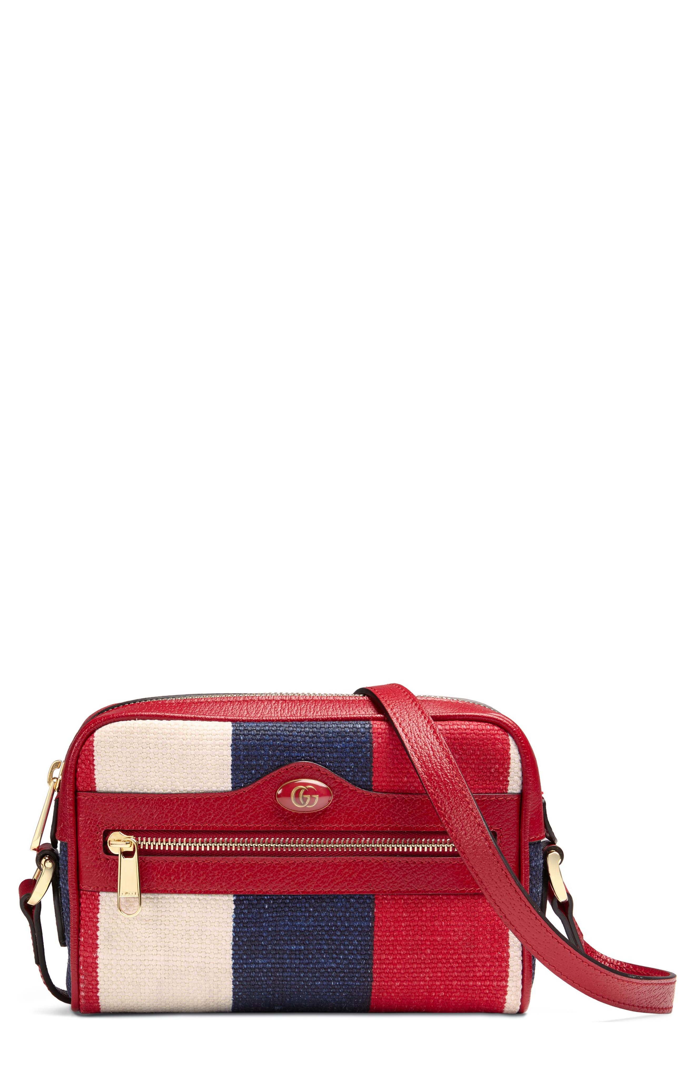 Gucci Ophidia Washed Cotton Stripe Mini Bag, Main, color, 