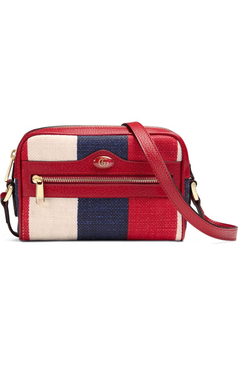Gucci Ophidia Washed Cotton Stripe Mini Bag, Main, color,