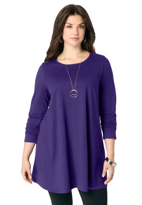 Ultimate Long Sleeve Crewneck Swing Tunic (Plus)