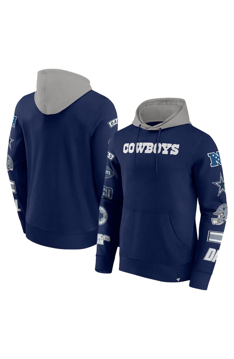 FANATICS Men's Fanatics Navy/Silver Dallas Cowboys Patched Out Pullover Hoodie, Alternate, color, Navy