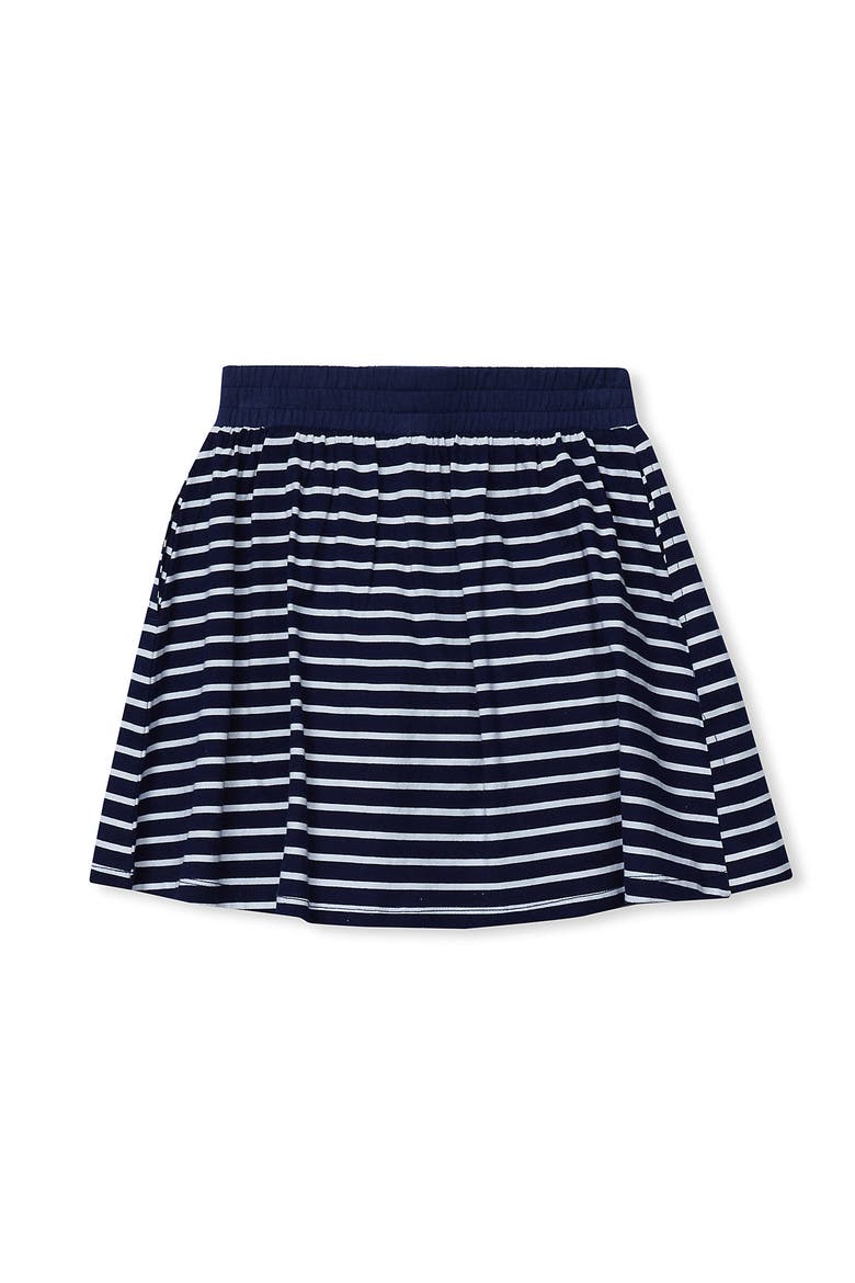 Girls Plus Smocked Skort, Main, color, Dark Navy Stripe