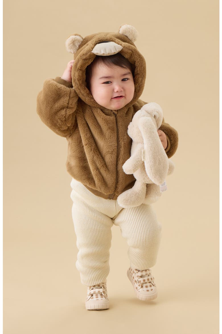 Faux Fur Character Hooded Jacket, Alternate, color, Brown Bear