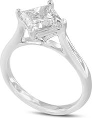 LuvMyJewelry Elitsa 14K White Gold Princess Cut Lab Grown Diamond Solitaire Engagement Ring - 2.1 Ct