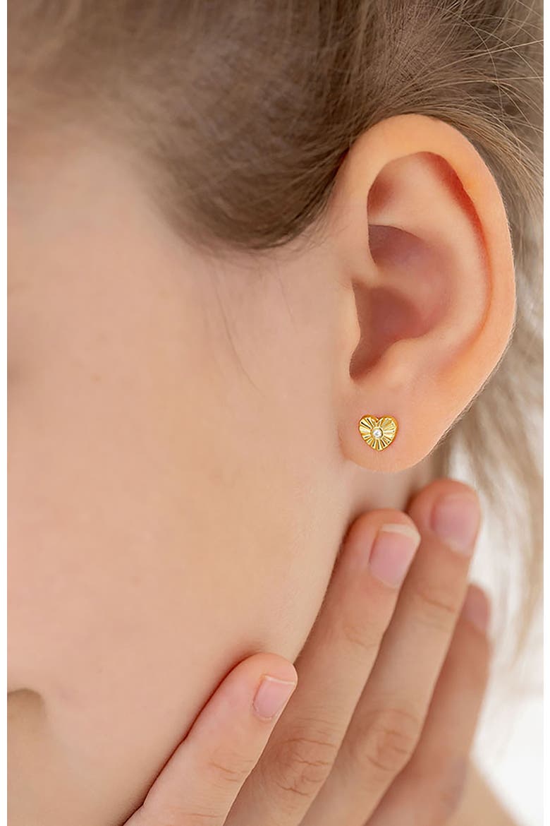 14k Heart Rays Earrings, Alternate, color, Gold
