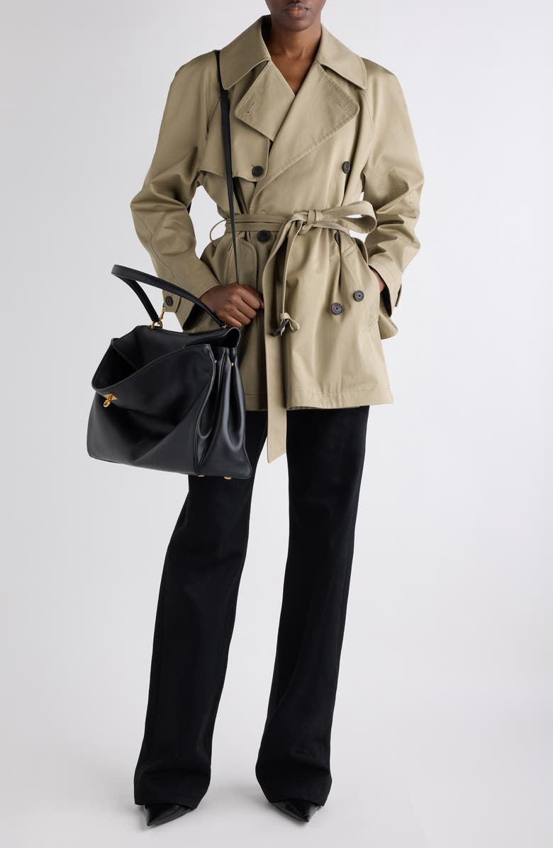 Balenciaga Cocoon Short Trench Coat, Alternate, color, Explorer Beige