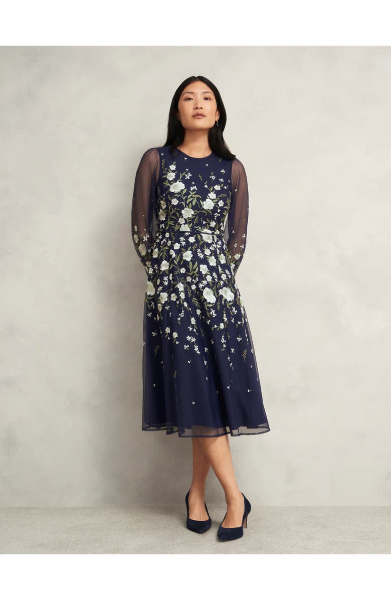 HOBBS LONDON Lois Embroidered Dress, Main, color, Midnight Yellow
