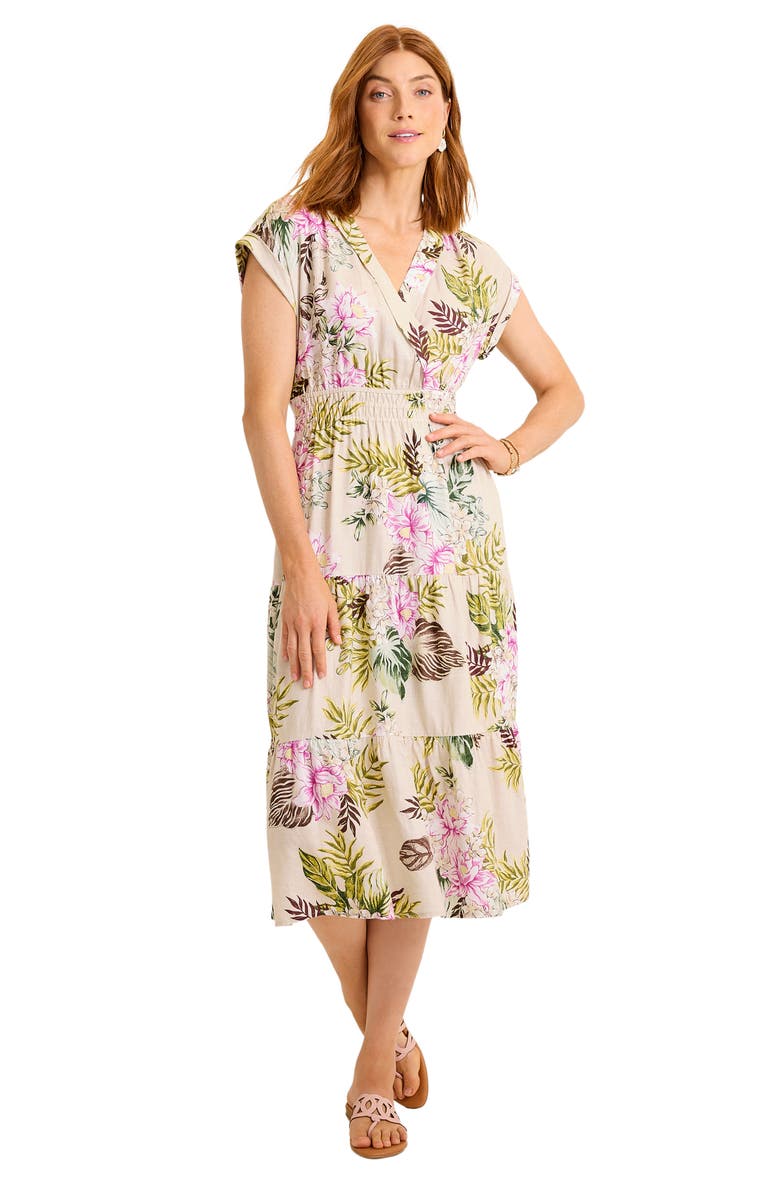 Tommy Bahama Petal of Luxury Linen Blend Tiered Dress, Alternate, color, Chinchilla