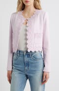 LoveShackFancy Erina Lace Trim Tweed Jacket