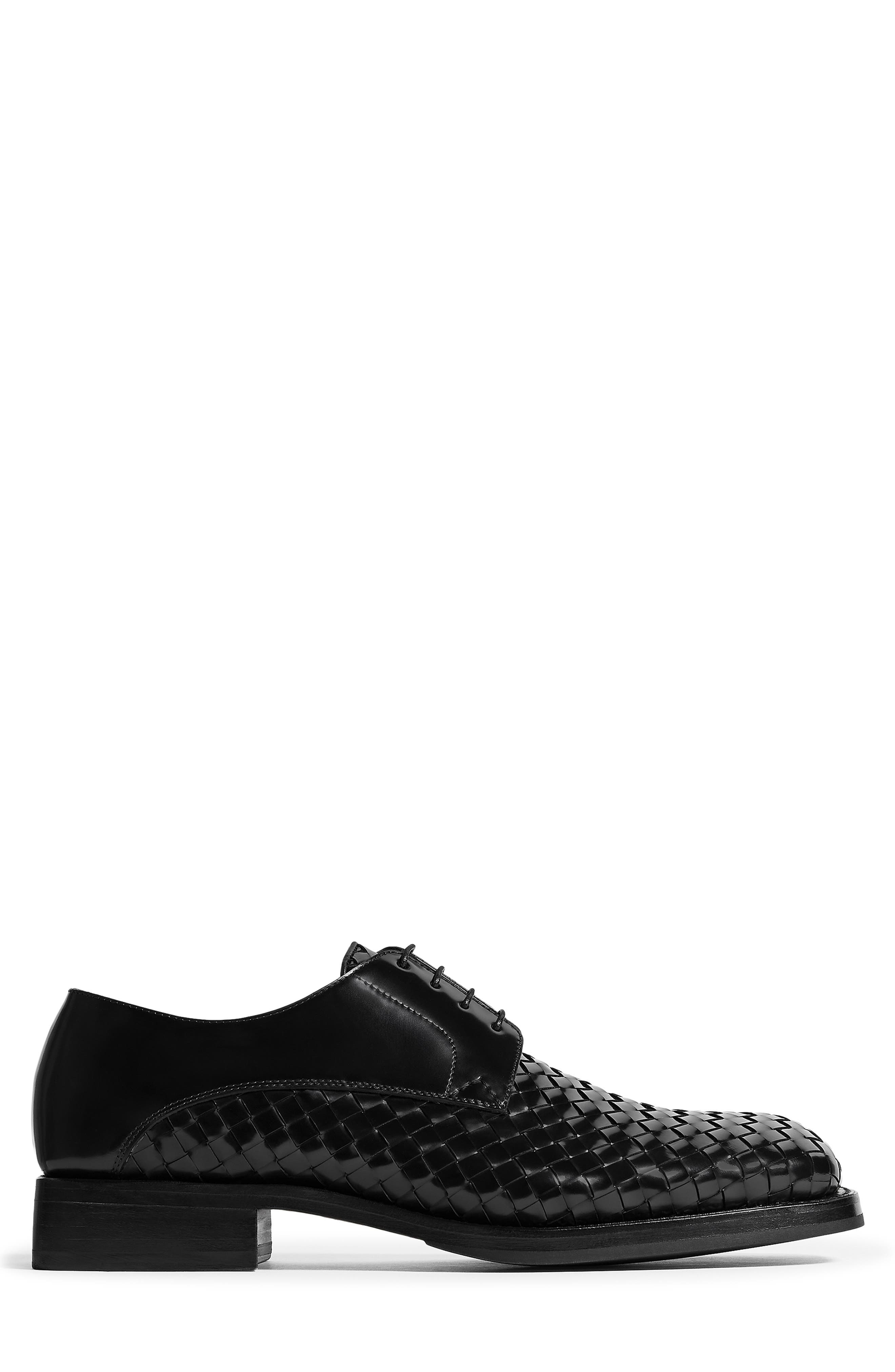 Bottega Veneta Smashed Intrecciato Leather Derby, Main, color, Black