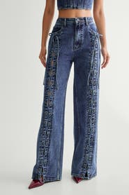 NASTY GAL Lace Front Detail Jean