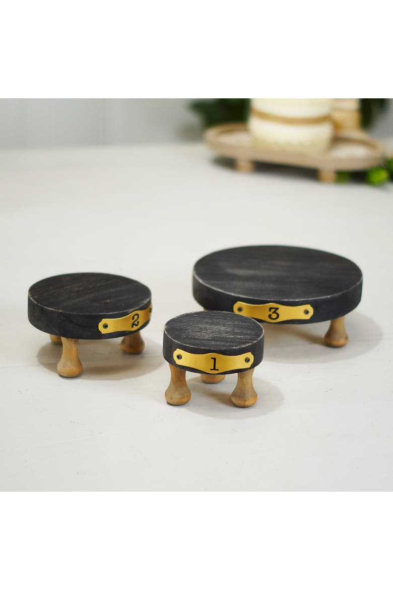 Wood Black Numbered Risers Set of 3, Decorative Wooden Display Risers for Farmhouse Home Décor, Alternate, color, Black
