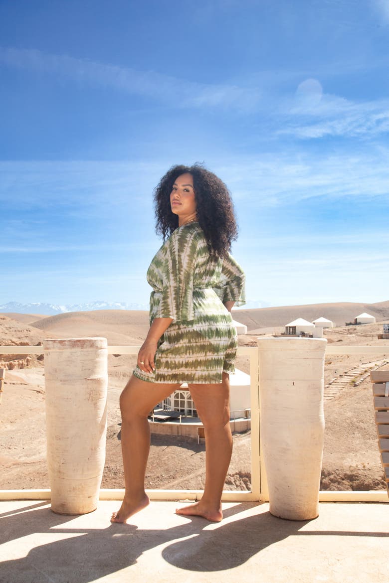 Textured Resort Playsuit With Belt, Alternate, color, Green